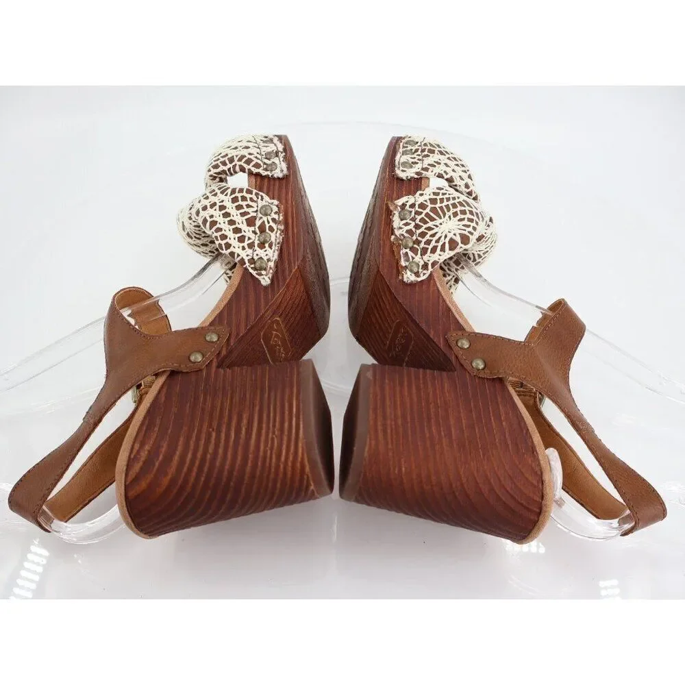Korks Kork Ease Natalia Women’s Slingback Sandals Platform Heel Crochet Size 10